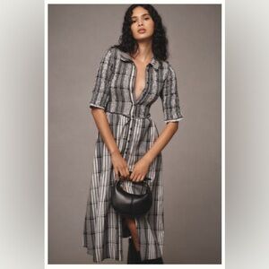 Maeve Short-Sleeve Smock Midi Shirt Dress